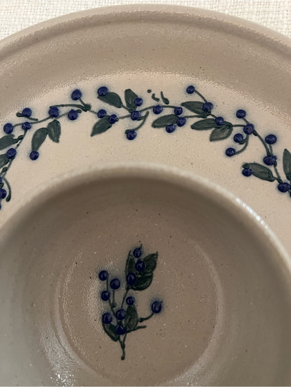 Salmon Falls Stoneware Chip & Dip Platter in Blueberry & Green Vine Pattern 2002 - Picture 5 of 12